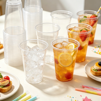 Gobelets en plastique PP transparents jetables empilables en gros, légers, pour boissons froides, jus, fêtes et restaurants