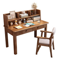 Escritorio de Estudio Ergonómico de Madera Maciza con Estantería Integrada para Niños, Adolescentes, Dormitorio y Oficina en Casa en Espacios Pequeños