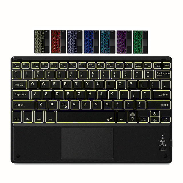 Universal Slim Portable BT3.0 7-Colors Backlight Touchpad Wireless Keyboard for IPAD XIAOMI PAD Tablet Mobile Phone
