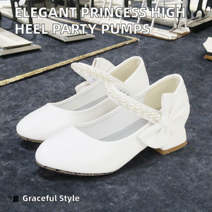 Scarpe Eleganti da Principessa con Tacco Alto per Ragazze, Alla Moda in Microfibra Multicolore, Suola in Gomma per Feste, Matrimoni e Spettacoli - Product Image 2