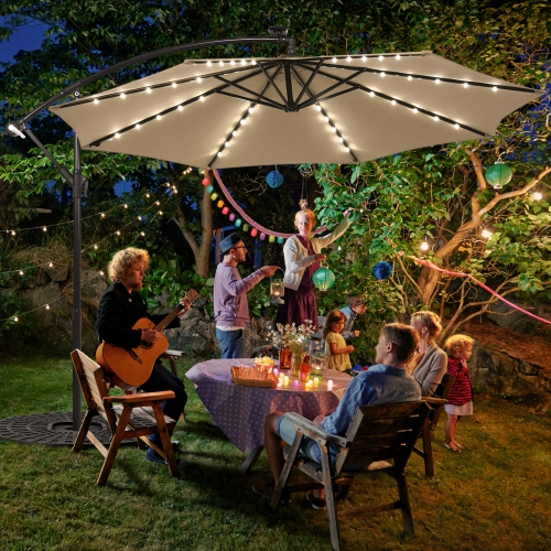 lighted umbrella for patio table HOMSHADE Double Sided Umbrellas 15ft Solar Lights foot patio umbrella Lighted Outdoor Table Parasol Outdoor