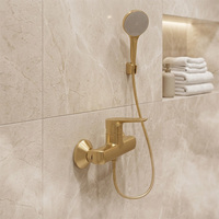 Ensemble de douche mural en laiton poli avec mitigeur monocommande eau chaude/froide à cartouche céramique pour hôtels et villas
