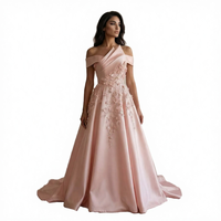 Nouvelle Robe de Soirée Classique Rose Élégante S2018F 2026, Modèle Tendance, avec Dentelle Florale 3D Superposée, Perles et Traîne Chapelle, Coupe Sirène Trompette