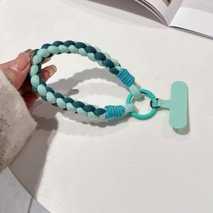 Trendy INS Style <b>Braided</b> Phone Lanyard Short Vibrant Color Wrist Strap Hand Strap Anti-Loss Phone <b>Cord</b> Wholesale Hand Carry - Product Image 2