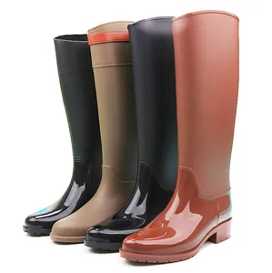women's sexy antislip customized low heel waterproof horse riding rain boots gumboots for lady