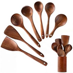 Ustensiles de cuisine en bois Ménage Acacia Bois Ustensiles de cuisine Spatule antiadhésive Soupe Cuillères à riz Sauce Salade Fourchette Outils de cuisine - Product Image 2