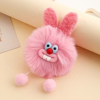 Porte-clés Poupée Lapin à Grande Bouche en Peluche Faite Main Colorée, Mignonne, en Fausse Fourrure de Lapin Rex, Pendentif pour Voiture et Sac à Dos, Style Instagram Frais et Tendance