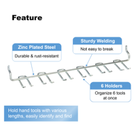 Support à outils pour panneau perforé, 12 crochets, en acier au carbone, multifonction, pour tournevis, rangement d'outils pour garage, atelier, établi