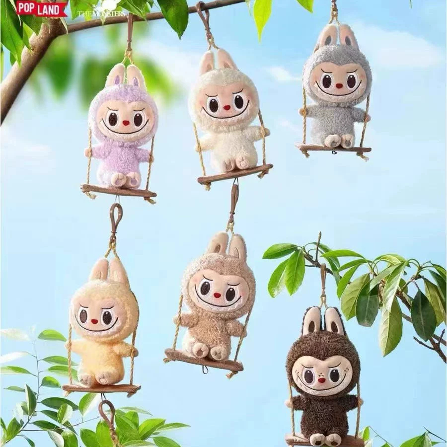 POP MART, оригинальная серия лабубу для деревообрабатывающей мастерской, Аниме фигурки, шкатулка, качели, таинственная коробка, плюшевая подвеска, подарки