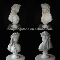 Statue de buste de femme voilée en marbre blanc naturel grandeur nature, fabrication sur mesure