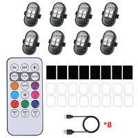 JHS 7-Farben USB-Aufladbare Mini Kabellose LED-Warnblitzlampe Mini Flugzeug-Stroboskoplicht USB-Aufladbare Leuchte für Auto Fahrrad Motorrad