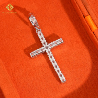 Joyería IGI de lujo, hecha a medida, brillante y a la moda, colgante de cruz de plata de ley 925 con diamante cultivado en laboratorio y certificado.