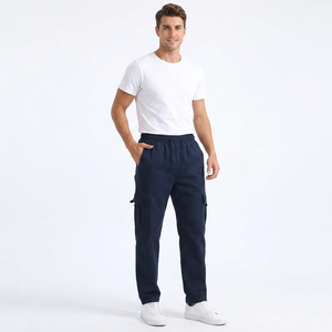 Pantalon de survêtement cargo en polyester tricoté léger pour homme, taille élastique, plusieurs poches, style décontracté, idéal pour le printemps, en molleton anti-plis - Product Image 3