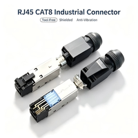 Connecteur modulaire RJ45 8P8C Cat8 SFTP à blindage complet en alliage de zinc, style allemand, anti-vibration, sans outil, à clipser, 40 Gbit/s
