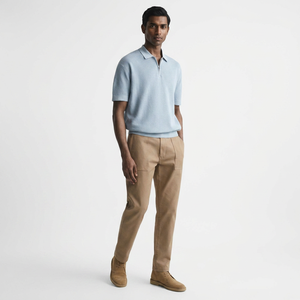 Suéter Polo de Punto para Hombre, Alta Calidad, 100% Algodón, Cuello Polo, Manga Corta, con Cierre de 14 Puntos - Product Image 1