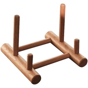 Wooden Tea Cake Rack Single Layer <b>Desktop</b> Display <b>Shelf</b> Retro Zen Style Solid Wood Tea Storage Organizer - Product Image 5