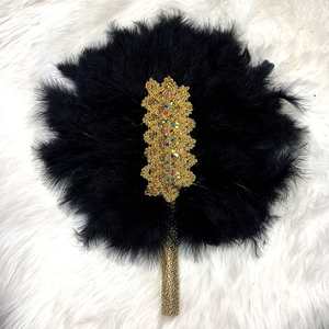 โรงงานขายส่งพัดไม้ไผ่ทาสีตามสั่ง พัดขนนกนุ่มสไตล์ขนนกกระจอกเทศสำหรับงานแต่งงาน - Product Image 5