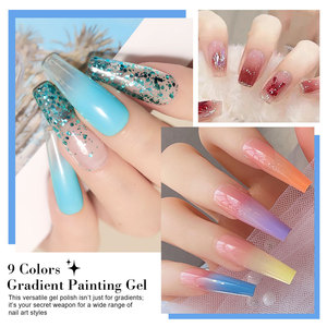 Pat <span class=keywords><strong>Paint</strong></span> <span class=keywords><strong>Kit</strong></span> de <span class=keywords><strong>gel</strong></span> pour ongles 9 couleurs 50 éponges Metal Grabber Ombre Gradient UV/LED <span class=keywords><strong>Gel</strong></span> Blooming Floral No Wipe Nail Art LED Lamp - Product Image 4