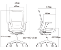 Chaise de bureau ergonomique SITSTAR à dossier moyen, vérin à gaz classe 3, mousse moulée densité 50, conforme aux normes ANSI/BIFMA X5.1-2017 et EN1335, pour projets de bureau