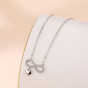 Manufacture Wholesale Jewelry Full Crystal Infinity Eight Heart Shaped love Necklace - Product Image 3