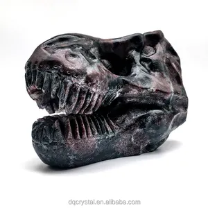 Wholesale Natural Yooperlite Dinosaur Skull Hand Made UV Crystal Skull Garnet Crafts Skulls For Decoration And Sale