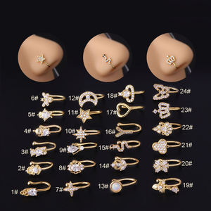 Designer Sexy Non Piercing Jewelry Zircon Butterfly Moon Star Shape Indian Bulk Clip On Gold Nose Rings