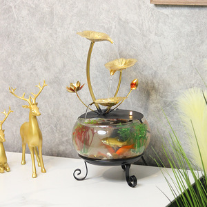 Fontaine d'eau de bureau avec aquarium en verre à débit d'eau, décoration moderne pour la zone de réception de bureau - Product Image 1