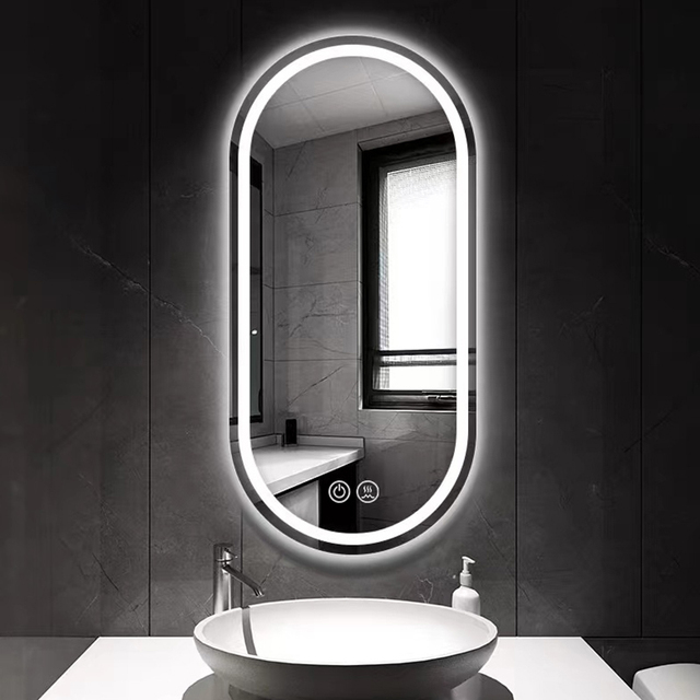 Modern Oval Intelligent Bathroom Anti Fog Wall Mounted Led Backlit or Front Light Vanity Smart Mirror with Light