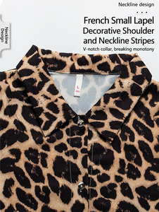 Pigiama Estivo <span class=keywords><strong>da</strong></span> Donna in Seta Ghiaccio, Nuovo Modello con Maniche Corte e Pantaloncini, Camicia <span class=keywords><strong>da</strong></span> <span class=keywords><strong>Notte</strong></span> con Stampa Leopardata - Product Image 3