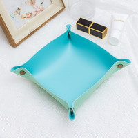 Plateau de rangement double face en cuir PU pour cosmétiques et clés, idéal pour table de chevet ou entrée
