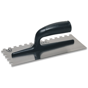 PAVAN '816/PD' Truelle crantée 28x12 cm 5x7mm Dents Lame en acier au carbone avec manche en bois Grade béton et maçonnerie - Product Image 1