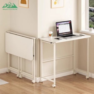 Tavolo da Pranzo Pieghevole Wayon con Ruote, Tavolo da Cucina <span class=keywords><strong>Salvaspazio</strong></span> con Ala Ribaltabile e Scrivania Mobile per Piccoli Appartamenti - Product Image 2