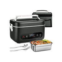Boîte à lunch chauffante et isotherme pour employés de bureau, portable, sans eau, compatible voiture, électrique, avec doublure intérieure amovible, 1,1-1,2 L