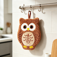 Serviette de toilette en peluche hibou marron en gros, serviette de toilette en peluche hibou marron personnalisée, serviette de toilette en peluche hibou marron douce et personnalisée