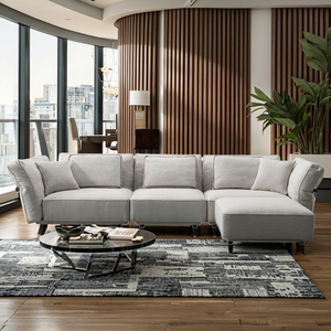 Tùy Chỉnh Phong Cách Bắc Âu Đồ Nội Thất Phòng Khách Bọc Vải <span class=keywords><strong>L</strong></span> Hình Dạng Sang Trọng Cắt Modular Sofa Giường - Product Image 2