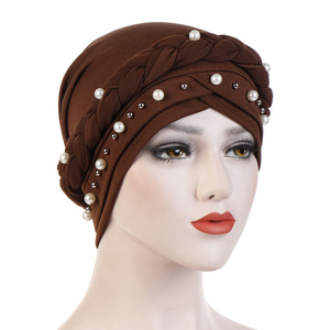 All'ingrosso moda perle Chiffon Hijab velo treccia nodo donne <span class=keywords><strong>musulmano</strong></span> cappelli turbante Hijab - Product Image 4