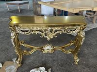 Table console en bois massif de style européen, table d'entrée de luxe royale classique sculptée en or champagne pour salon