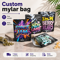 Sacs en Mylar imprimés sur mesure, sacs refermables en aluminium anti-odeur avec fermeture éclair pour l'emballage de bonbons, de collations et d'herbes