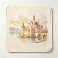 Tapis de table de mahjong américain à motif de château, avec support en caoutchouc antidérapant, surface en tissu doux, résistant à l'eau, durable et pliable
