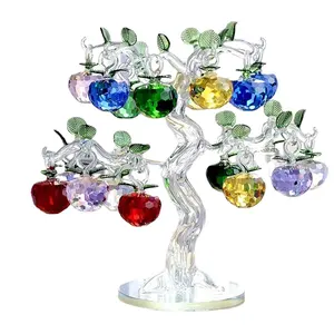 Crystal Art Apple Tree Ornaments Apples Glass craft Home Decor Figurines Christmas Gift Souvenir Home Decor