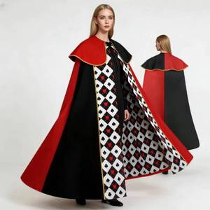 Cape de cosplay sur le thème du poker pour Halloween, motif losanges noirs avec imprimés cœurs et piques, idéale pour les costumes de fête Comic Con - Product Image 2