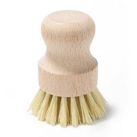 Brosse de nettoyage manuelle exclusive pour cuisine, en bois de hêtre et sisal, à manche court, pour vaisselle, assiettes et casseroles en bois, pour usage transfrontalier