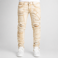 DiZNEW Jeans empilés personnalisés effet délavé pour hommes, pantalons en denim déchirés et usés, fabricant certifié BSCI, usine auditée OEM ODM