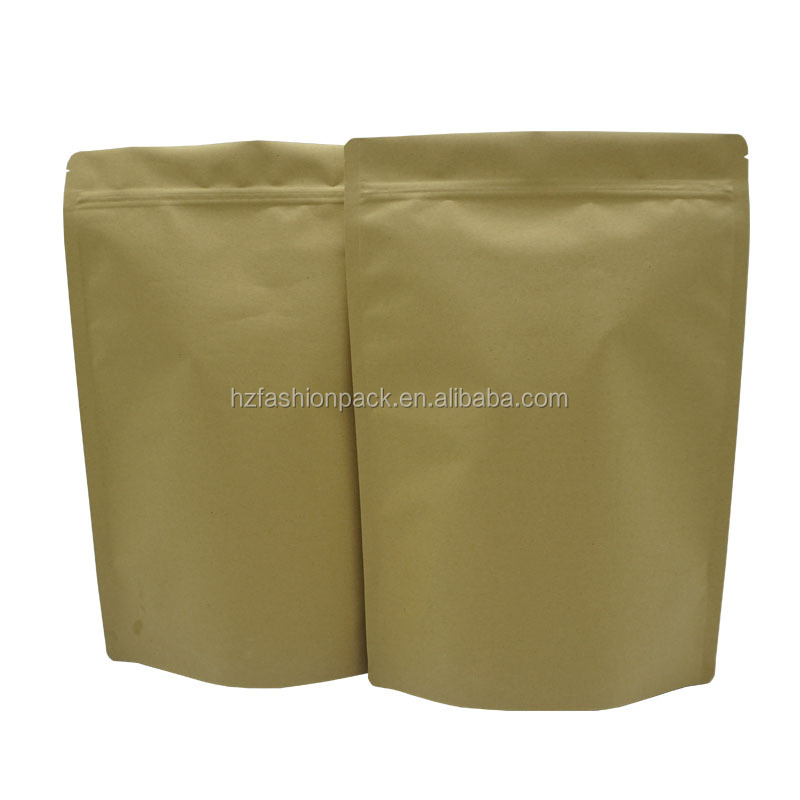 Wholesale High Quality Kraft Paper Bag with Reusable Ziplock Stand up Bag Without Printing in Stock SmellProof Food Grade PE Bag