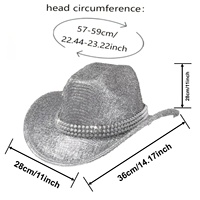 Chapeau de cowboy bleu roi à paillettes avec bande de clous pyramidaux argentés, style punk, pour festivals de musique et soirées, pour femmes, vente en gros