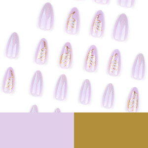 <span class=keywords><strong>Uñas</strong></span> Postizas de <span class=keywords><strong>Gel</strong></span> Suave con Forma de Almendra Corta, Color Sólido, Diseño Simple en Morado para Dedos, Venta al Por Mayor en Alta Cantidad - Product Image 3