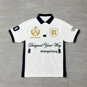 <span class=keywords><strong>T</strong></span>-<span class=keywords><strong>shirt</strong></span> <span class=keywords><strong>Polo</strong></span> Ricamata da Uomo Oversize Pesante con Collo a Contrasto - Prodotta da Guangzhou Shangshang Custom Apparel Manufacturers - Product Image 2