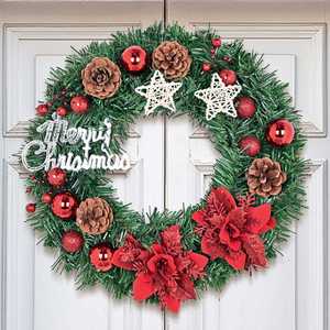 Cross-border Handmade Modern 35cm Plastic <b>Christmas</b> Wreath <b>Door</b> Hanging Ornament Indoor <b>Decoration</b> - Product Image 1