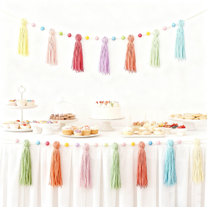 Fatto a mano Boho macramè appeso decorazione da parete eco-friendly di cotone con nappa in legno di perline con bandiera di natale arcobaleno - Product Image 4