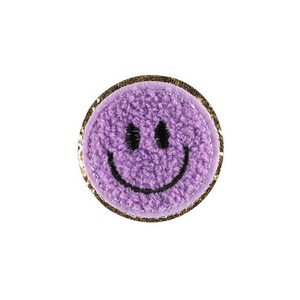 도매 54mm Dia. 스마일 페이스 천 스티커 장식 반짝이 셔닐 아이언 패치 의류 - Product Image 6